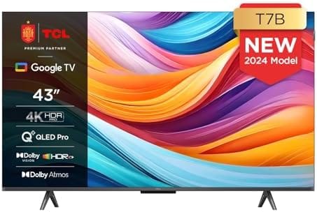 image TCL 43T7B Televisor QLED Pro de 43", 4K Ultra HD, HDR Pro, Smart TV Powered by Google TV (Dolby Vision & Atmos, Motion Clarity, Control por Voz Manos Libres, Compatible con Google Assistant)