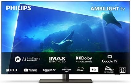 image Philips Ambilight OLED818 106 cm (42 Pulgadas) Smart 4K OLED TV | UHD y HDR10+ | 120Hz | Engine P5 AI Picture | Dolby Atmos | Altavoces 40W | Compatible con Asistente Google y Alexa