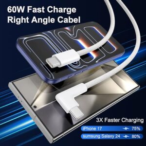 iPhone 17 16 15 Cable USB C [2Pack 1M] 60W Cable USB C a USB C 90 Grados PD Carga Rapida USB Tipo C Compatible con iPhone 17/16/15 Plus Pro MAX,Macbook Pro/Air,Galaxy S25/S24,Google Pixel,iPad Pro  Amazon.es: Informática
