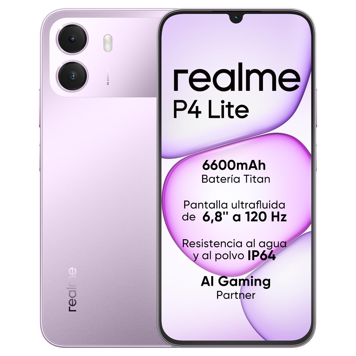 Chollo Smartphone realme P4 Lite 4G, 4GB+256GB, Pantalla LCD HD 120Hz 6,8", Batería Titan 6600mAh, Carga 15W, Carga inversa 6W, IP64 Antipolvo e Impermeable, Sistema Next IA, Gris...
