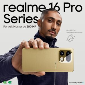 realme 16 Pro 5G Smartphone, 8GB+256GB, 144Hz 6.78" AMOLED Display, 6500mAh Battery, 200MP OIS Camera, IP69K, Quick Charge 45W, Dual SIM, Next AI, Gold