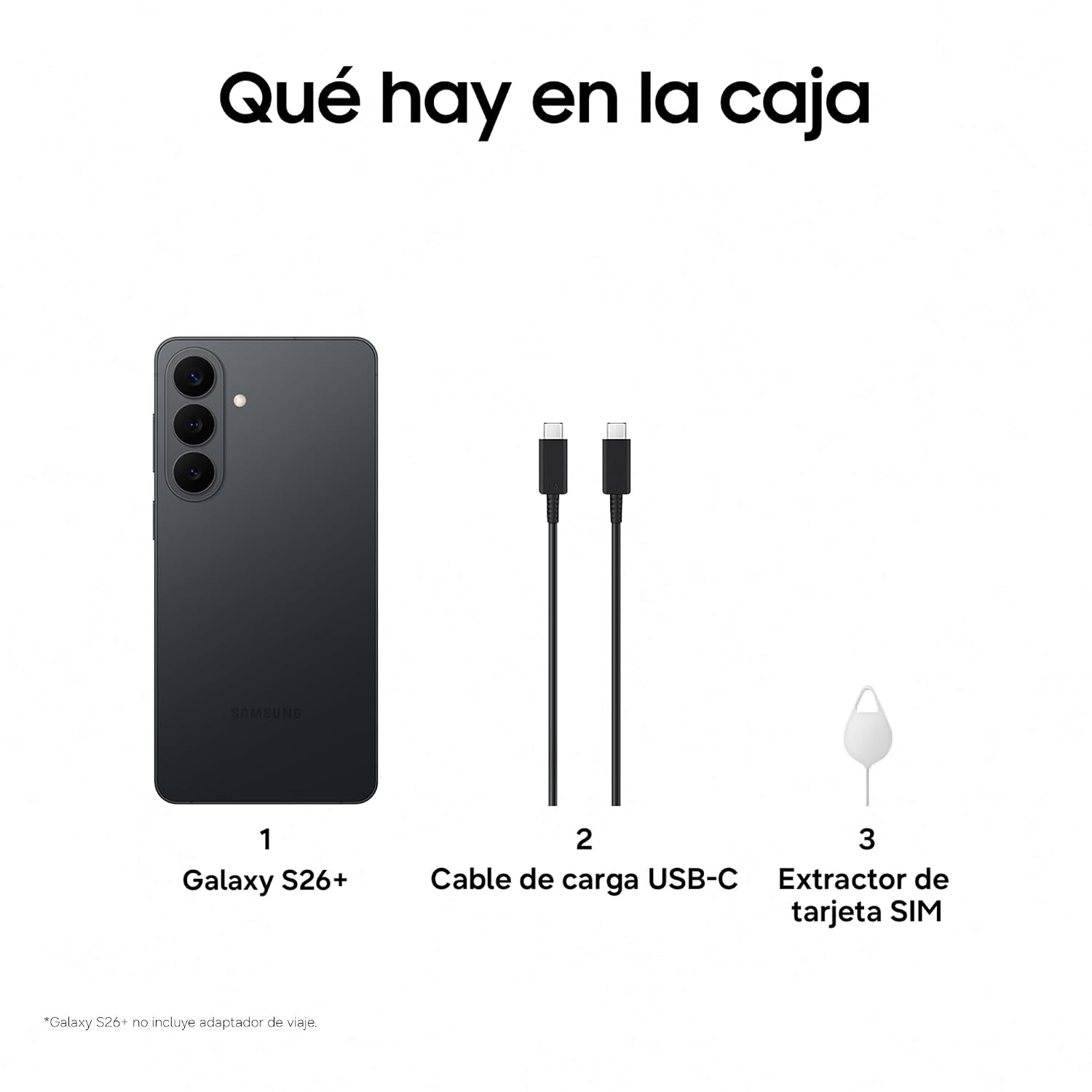 Samsung Galaxy S26+ 256GB, Mobile Phone with Galaxy AI, 50MP Camera, 12GB RAM, 4900mAh Battery, Manufacturer Warranty 3 Years + 1 Year Extra Year, Black (Spanish Version)
