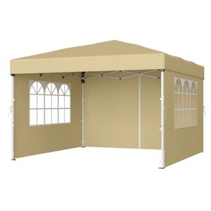 Songmics 3 x 3 m gazebo with side panels, folding tent, sun protection, resistant to light rain, portable, for patio, garden, flea market, beige/dark grey - AliExpress 15